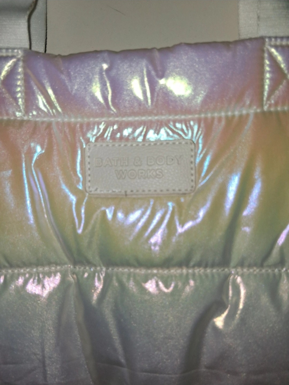 Bath & Body Works Iridescent Pastel Puffer Tote with White Straps - Picture 2 of 4